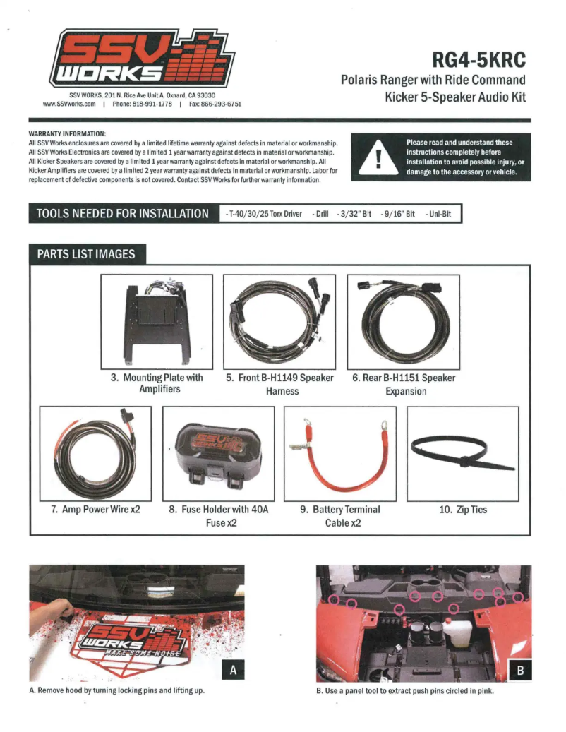 Page 1 de la notice Manuel utilisateur SSV Works RG4-5KRC