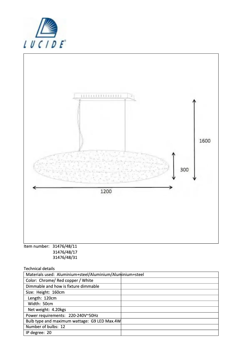 Page 1 de la notice Manuel utilisateur Lucide Galileo