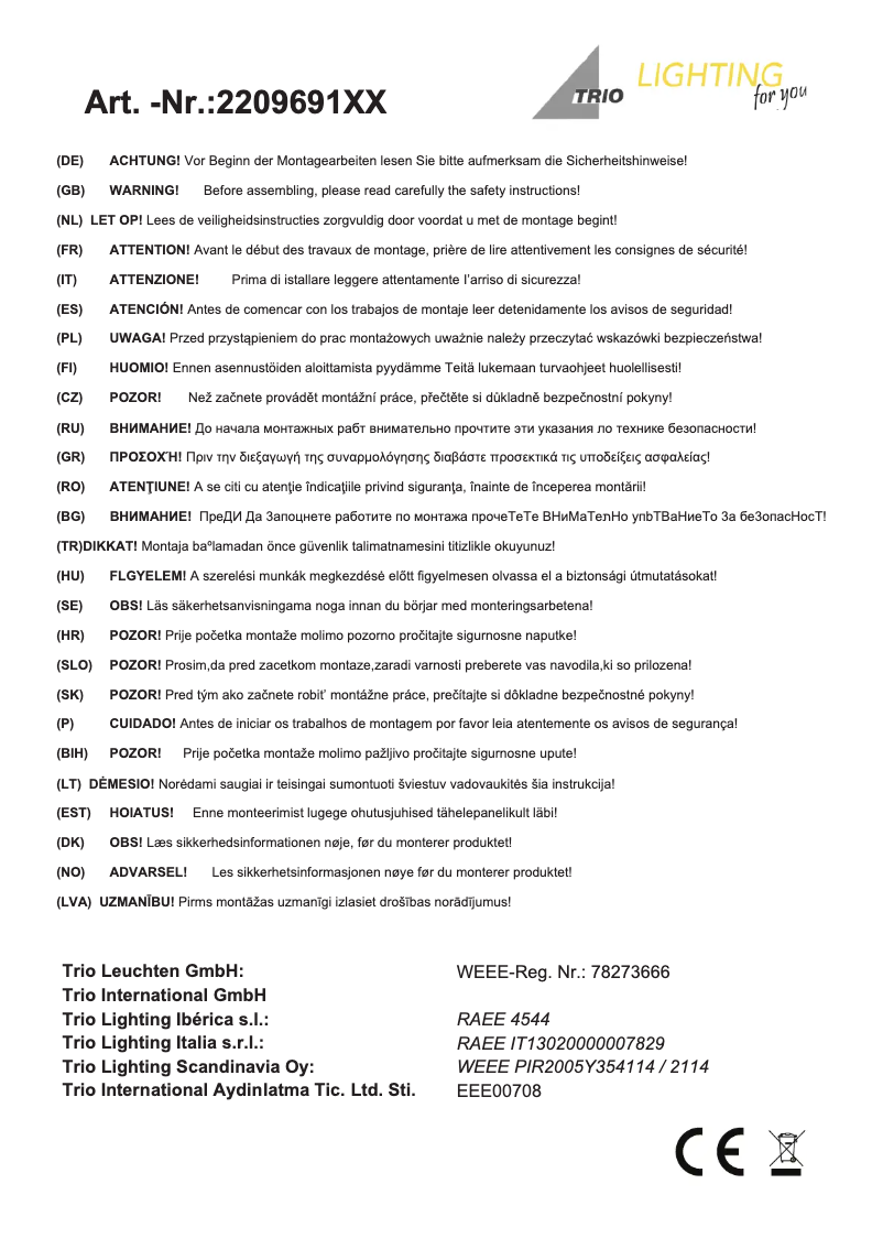 Image de la première page du manuel de l'appareil Ohio 220969187