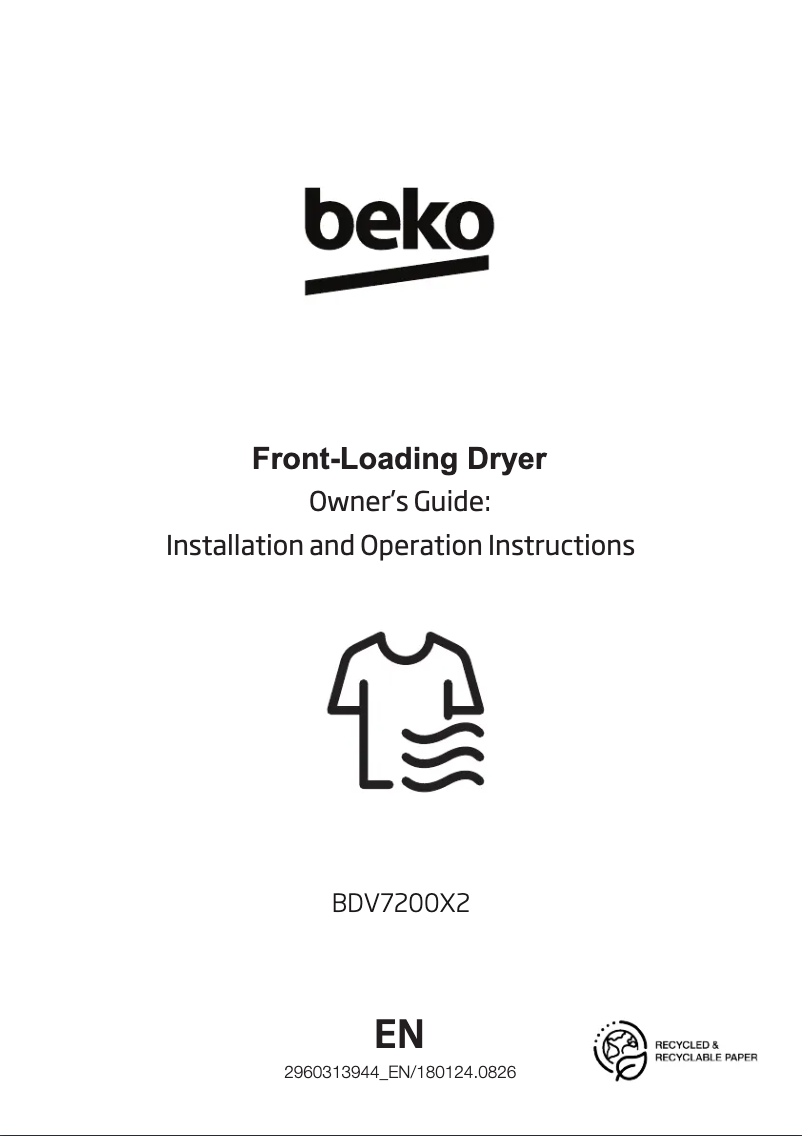 Page 1 de la notice Manuel utilisateur Beko BDV7200X2