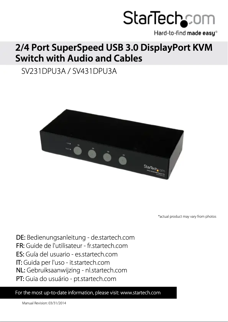 Page 1 de la notice Manuel utilisateur StarTech.com SV431DPU3A
