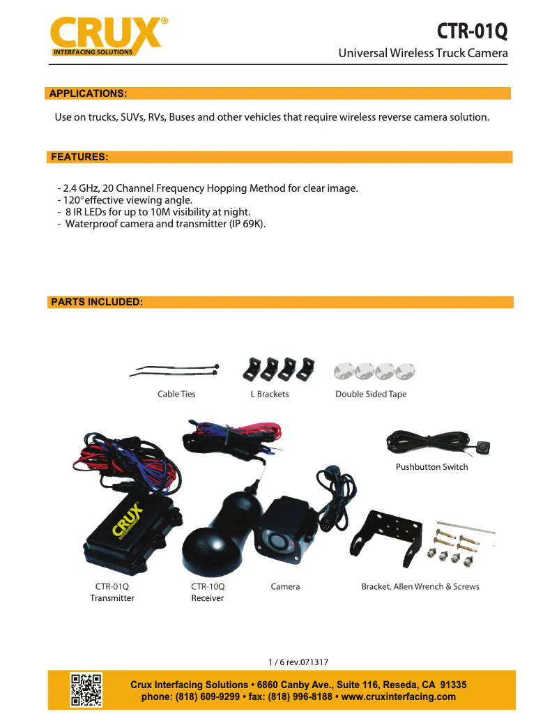 Page n°1 - Manuel utilisateur CRUX CTR-01Q