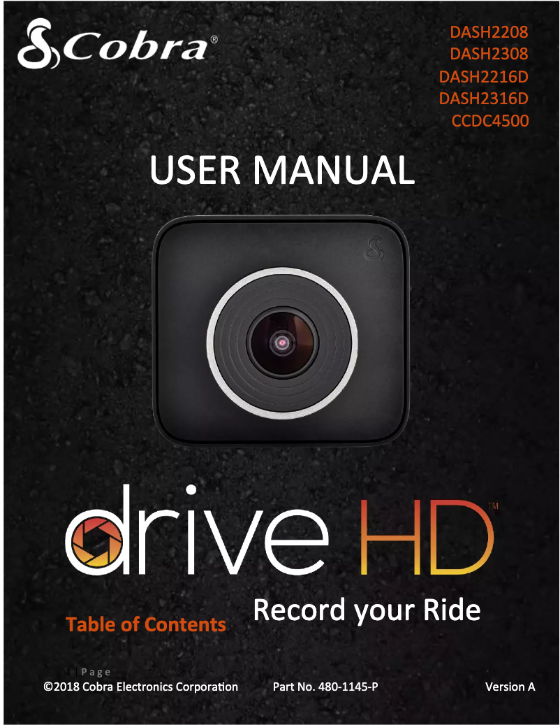 Page 1 de la notice Manuel utilisateur Cobra DASH2316D