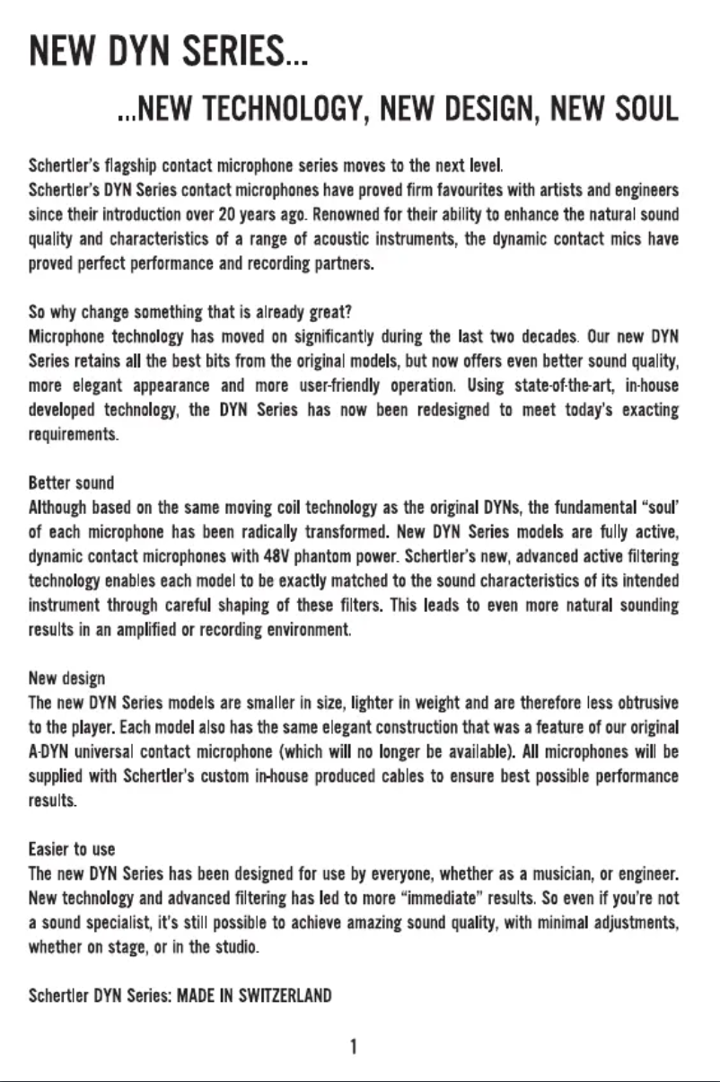 Page 1 de la notice Manuel utilisateur Schertler DYN-C P48