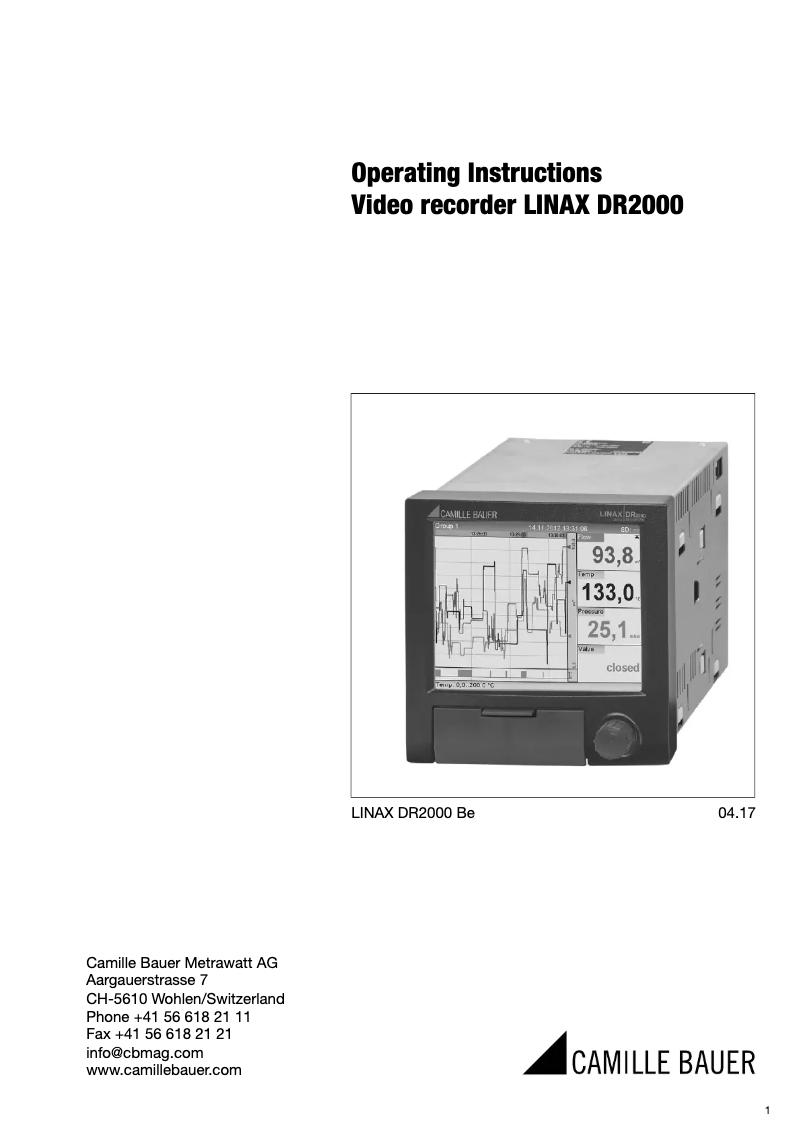 Page n°1 - Manuel utilisateur Camille Bauer LINAX DR2000