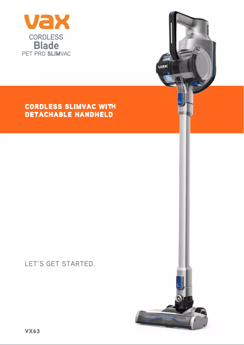 Page 1 de la notice Manuel utilisateur Vax VX63