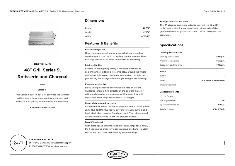 Página 1 del manual Ficha técnica DCS BE1-48RC-N
