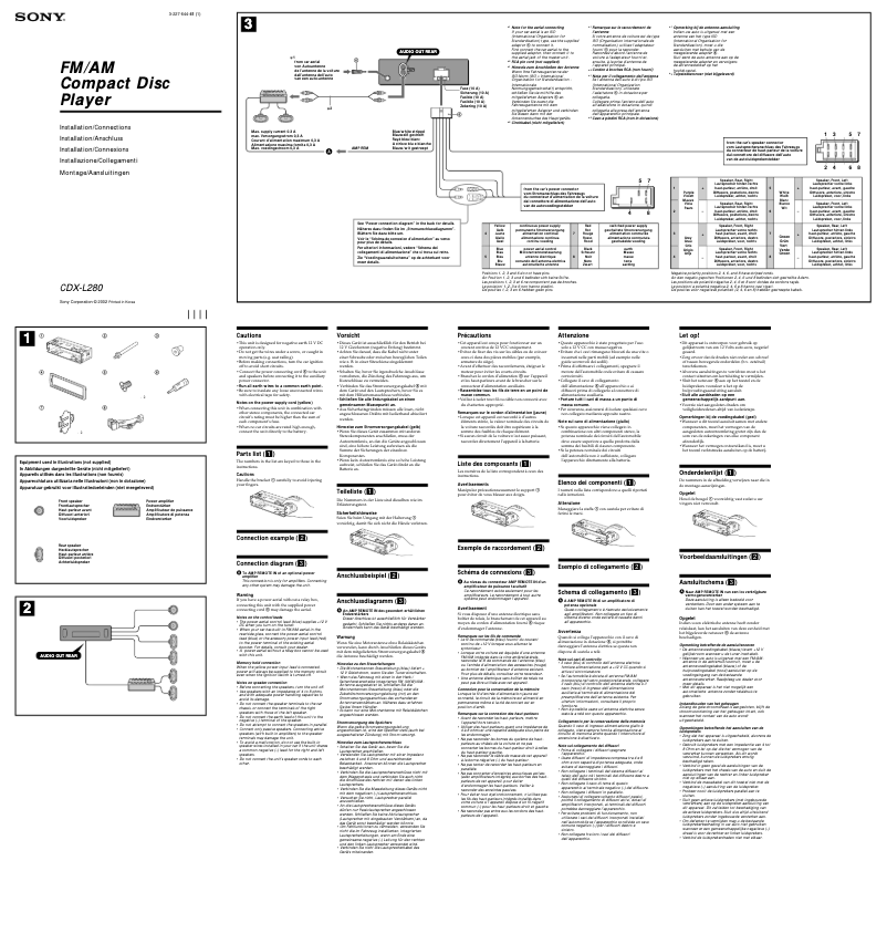 Page 1 de la notice Guide d'installation Sony CDX-L280