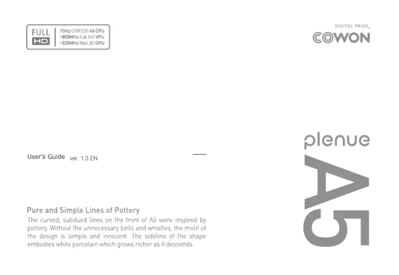 Image de la première page du manuel de l'appareil Plenue A5