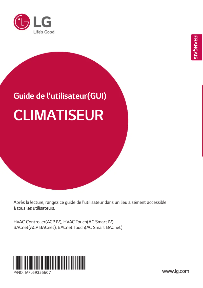 Page 1 de la notice Manuel utilisateur LG PQNFB17C0