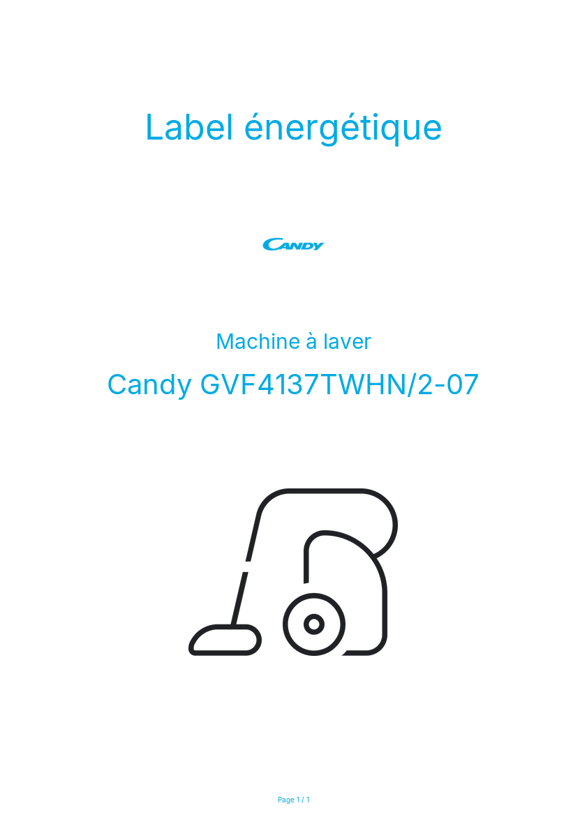 Page n°1 - Label énergétique Candy GVF4137TWHN/2-07