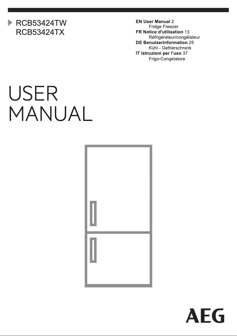 Page 1 de la notice Manuel utilisateur AEG RCB53424TX