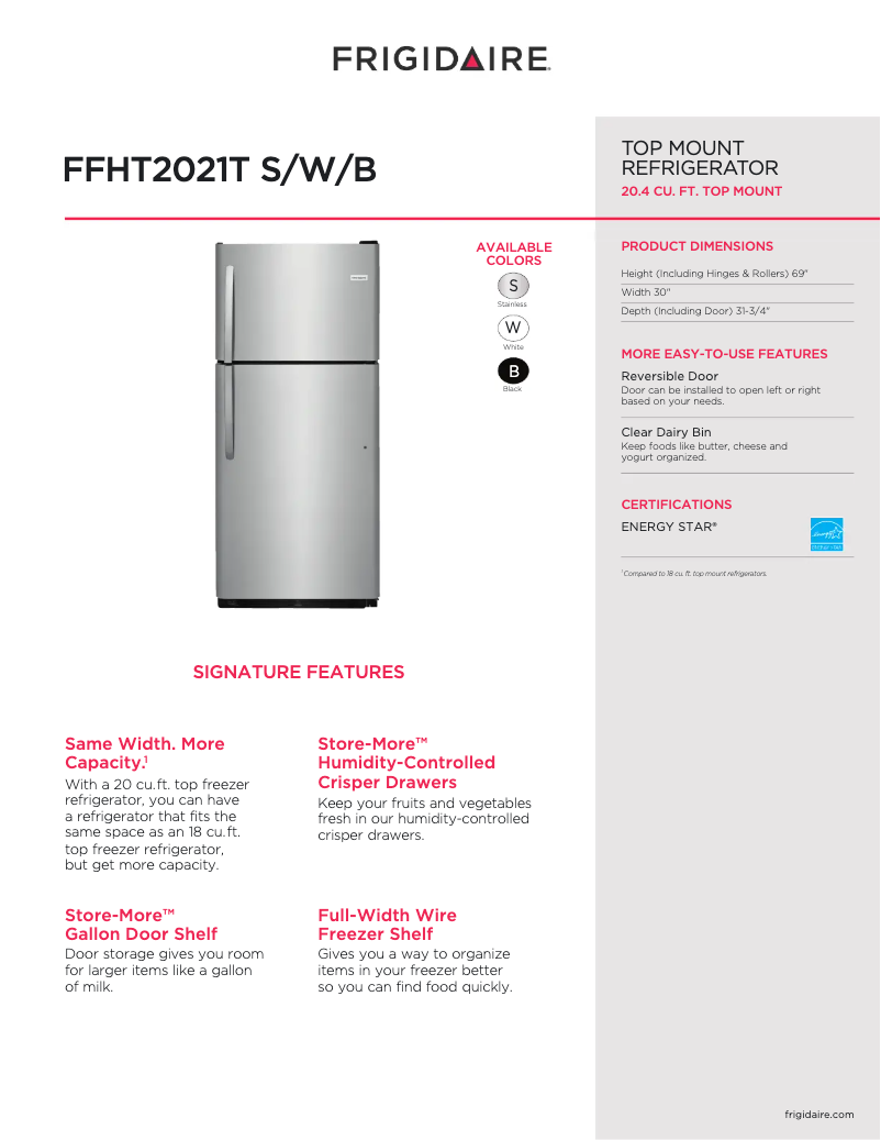 Image de la première page du manuel de l'appareil FFHT2021T