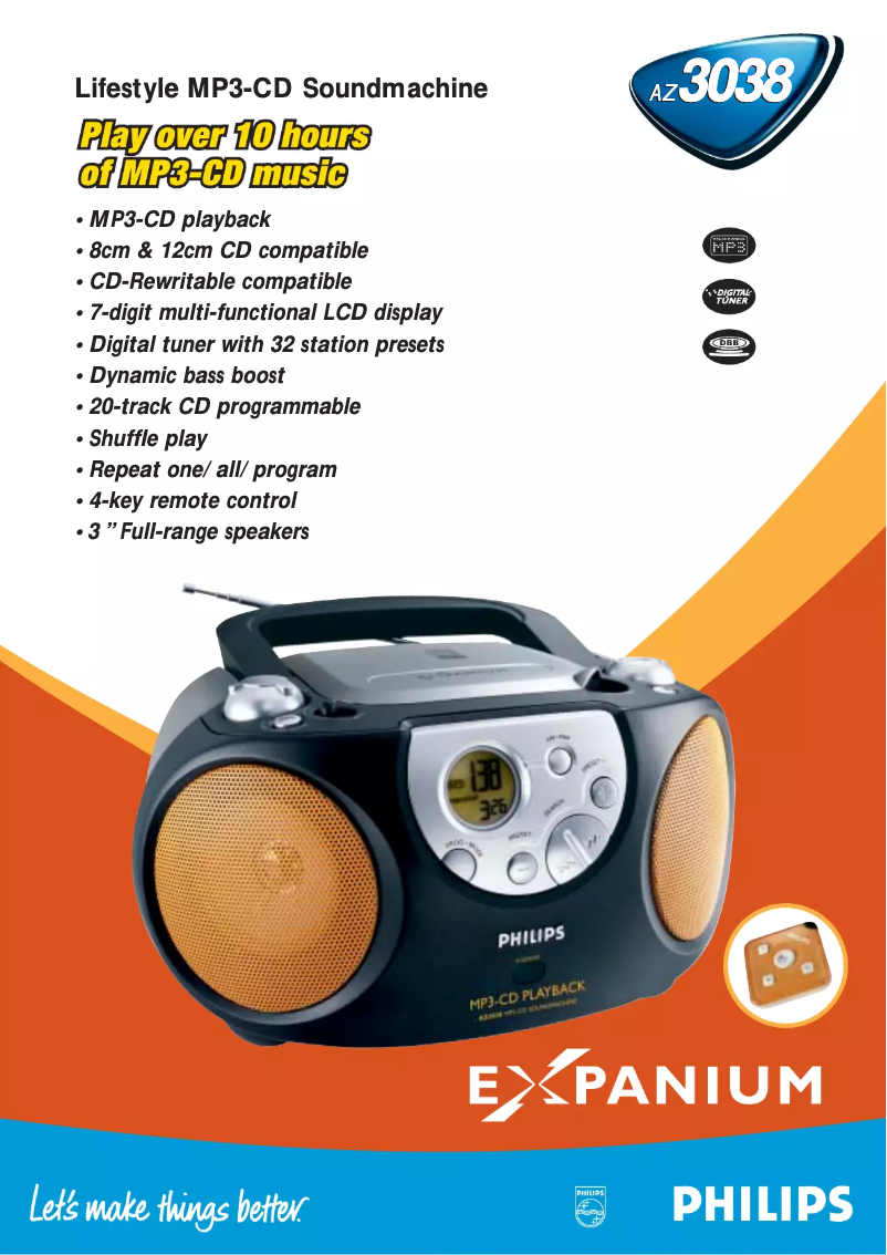 Page n°1 - Fiche technique Philips AZ3038