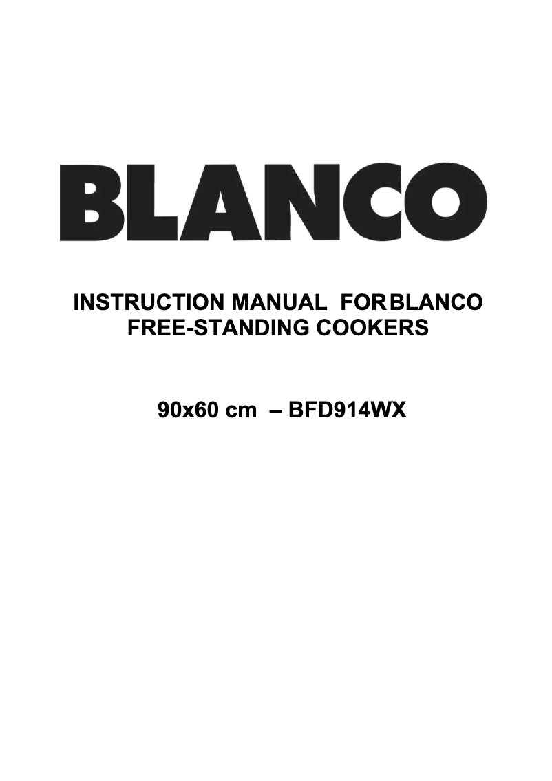Page n°1 - Manuel utilisateur BLANCO BFD914WX