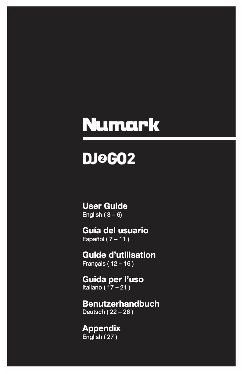 Page 1 de la notice Manuel utilisateur Numark DJ2GO2
