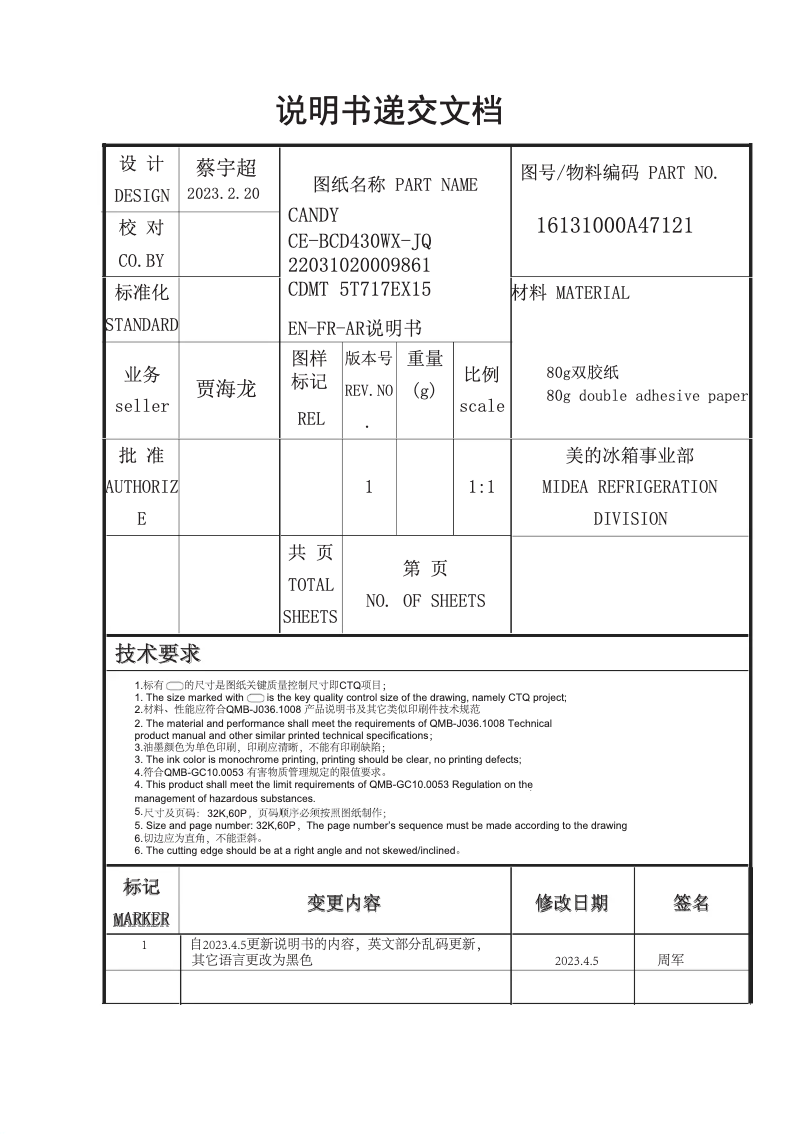 Page n°1 - Manuel utilisateur Candy CDMT 5T717EX15