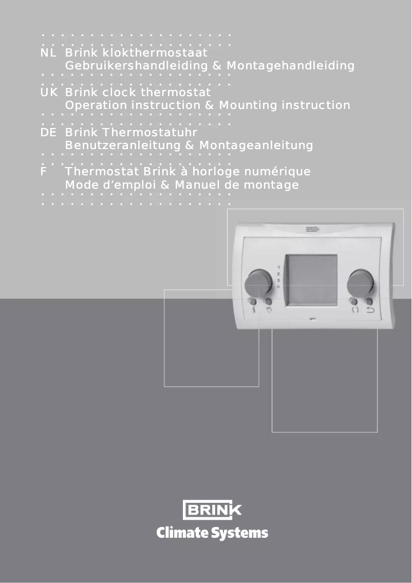 Page 1 de la notice Manuel utilisateur Brink Klokthermostaat
