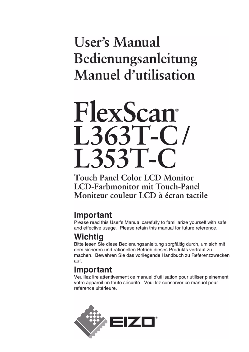 Page 1 de la notice Manuel utilisateur Eizo FlexScan L353T-C