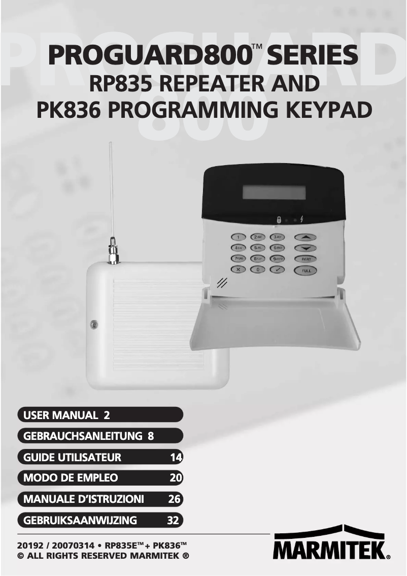 Page 1 de la notice Manuel utilisateur Marmitek RP835
