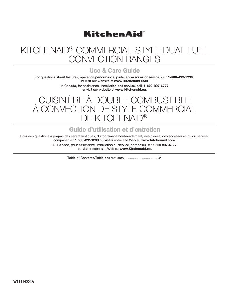 Page 1 de la notice Manuel utilisateur KitchenAid KFDC506JAV