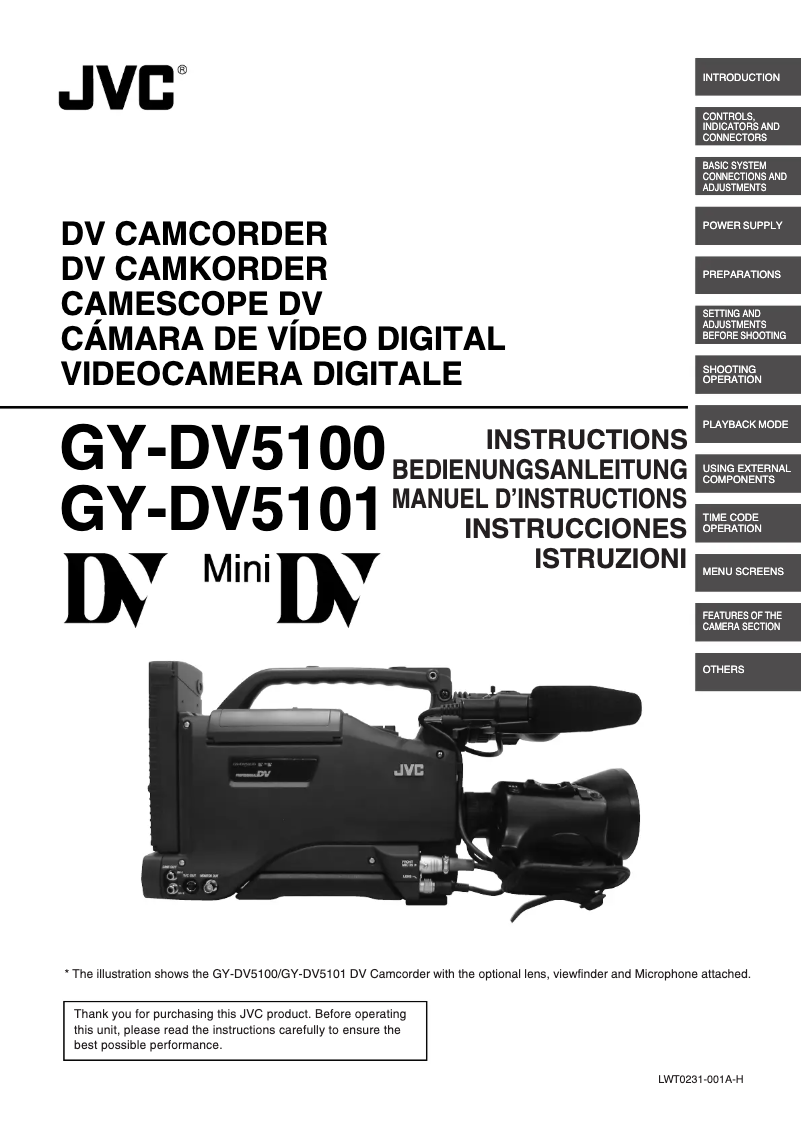 Page n°1 - Manuel utilisateur JVC GY-DV5100
