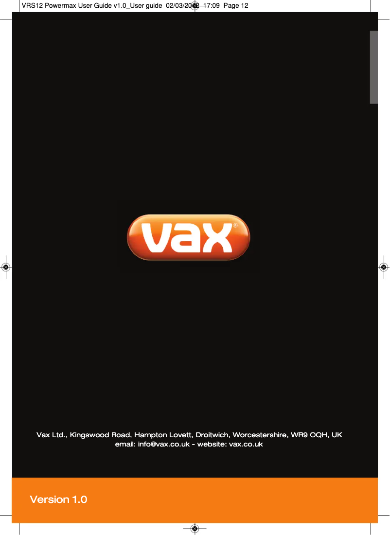 Image de la première page du manuel de l'appareil VRS12A