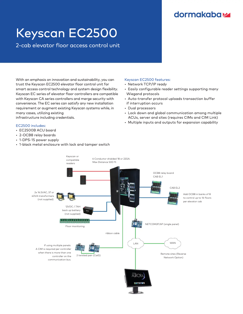 Page n°1 - Manuel utilisateur Dormakaba Keyscan EC2500
