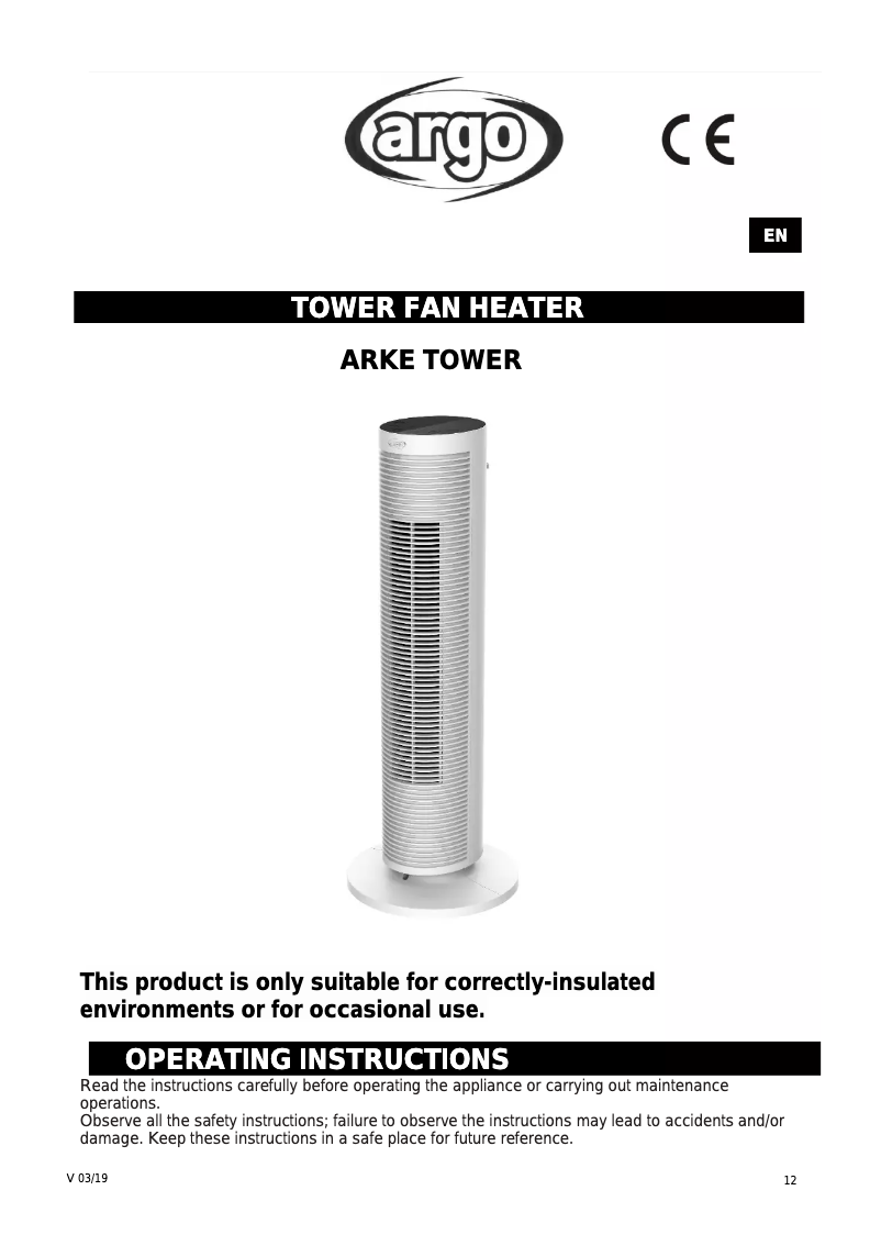 Page 1 de la notice Manuel utilisateur ARGO Arke Tower