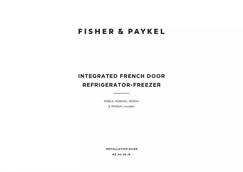 Page 1 de la notice Guide d'installation Fisher & Paykel RS90A3