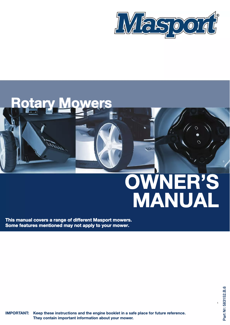 Page n°1 - Manuel utilisateur Masport President 6000AL SPV 3'n1 IC