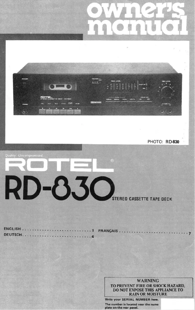 Image de la première page du manuel de l'appareil RD-830