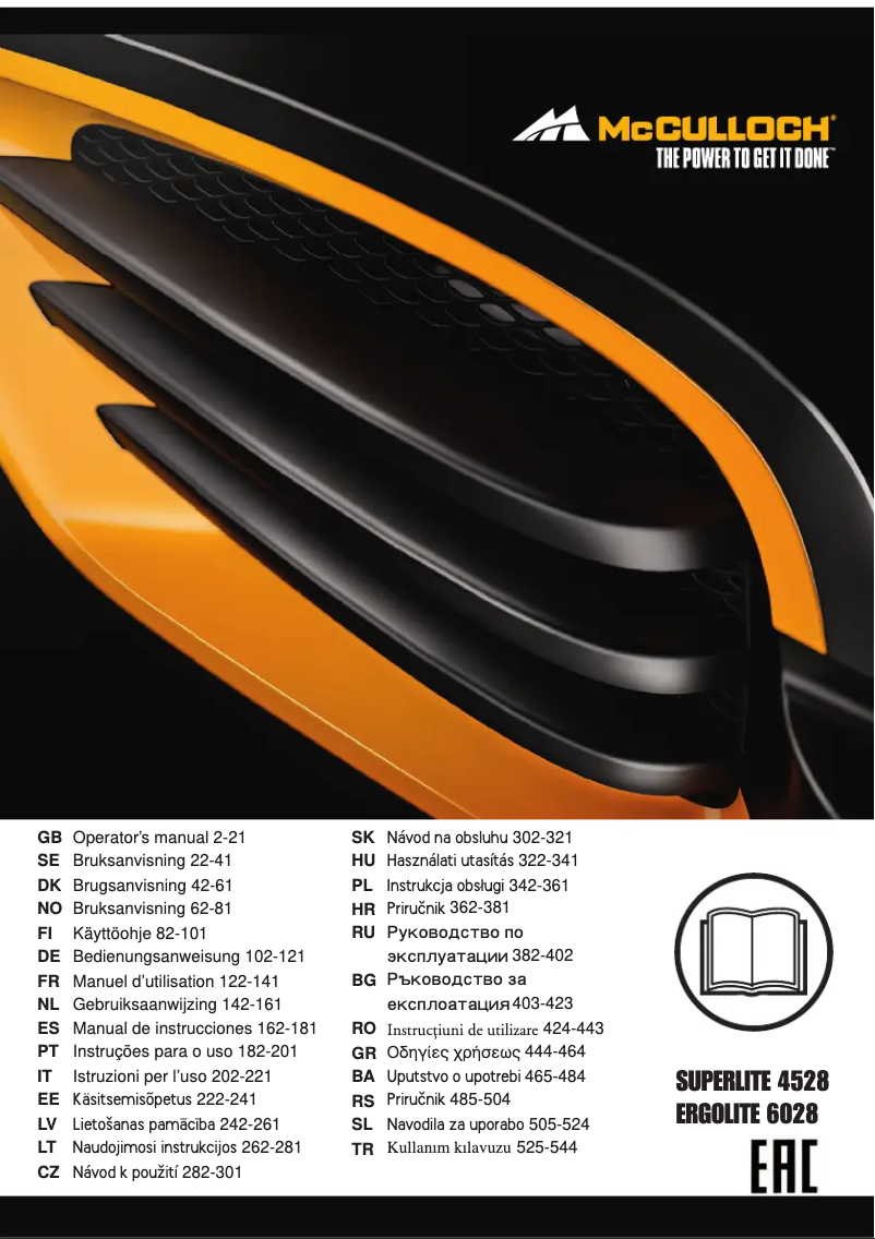 Page 1 de la notice Manuel utilisateur McCulloch Superlite 4528