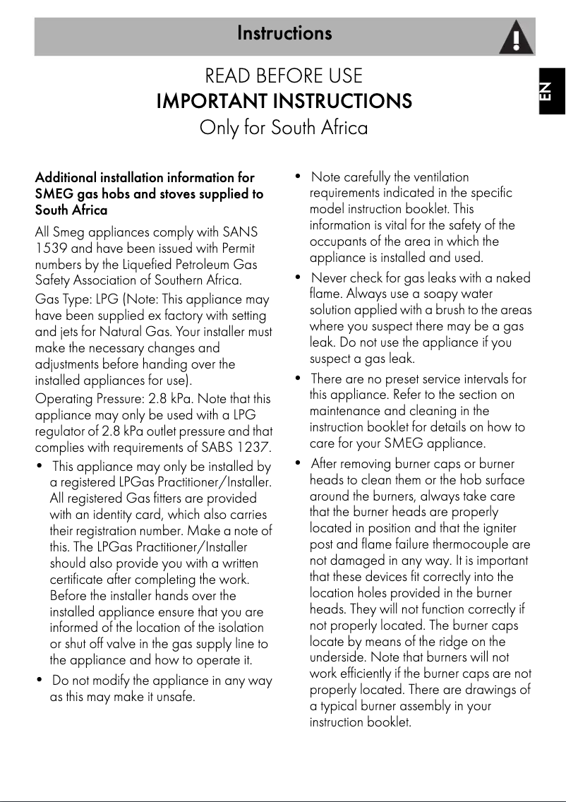 Page 1 de la notice Brochure Smeg PV695LCNR