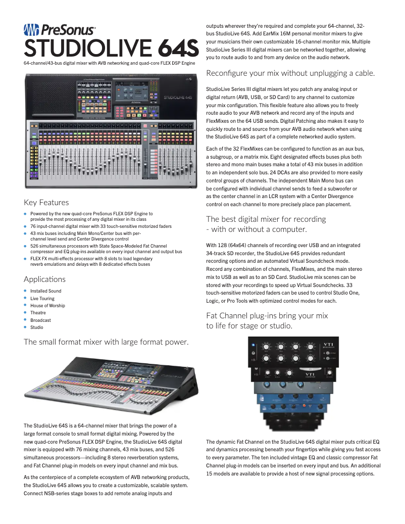 Page n°1 - Fiche technique PreSonus StudioLive 64S