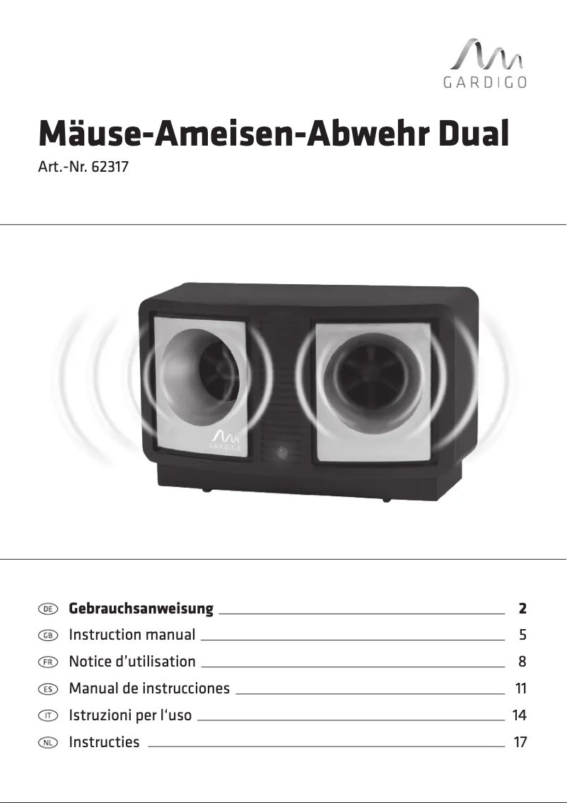 Page 1 de la notice Manuel utilisateur Gardigo 62317