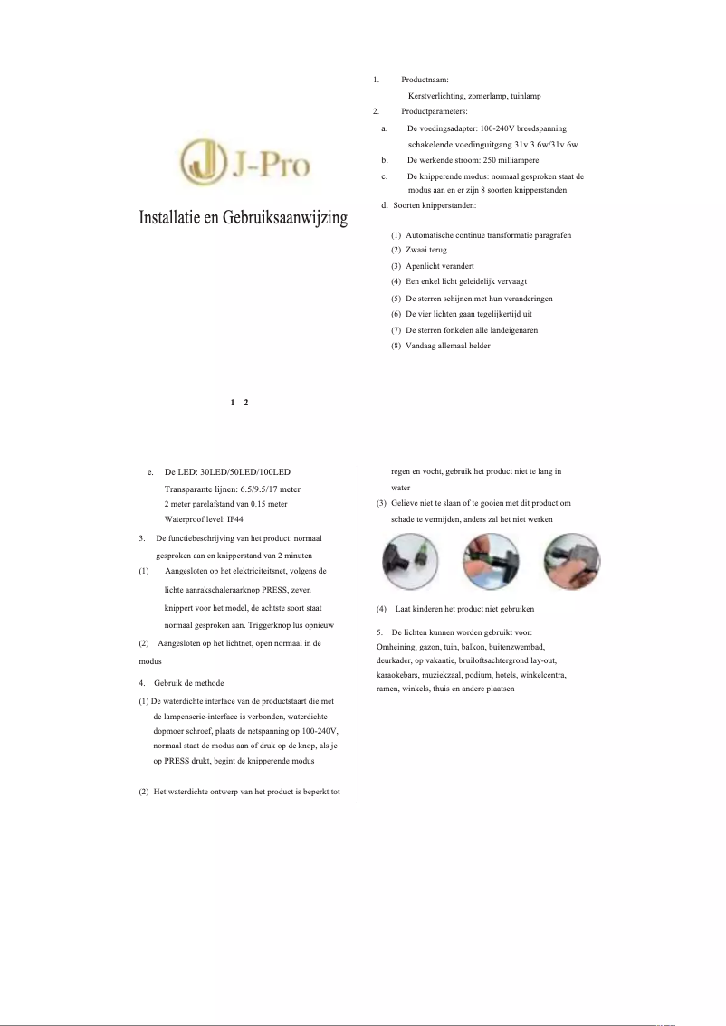 Page n°1 - Manuel utilisateur J-Pro Tungsten 25