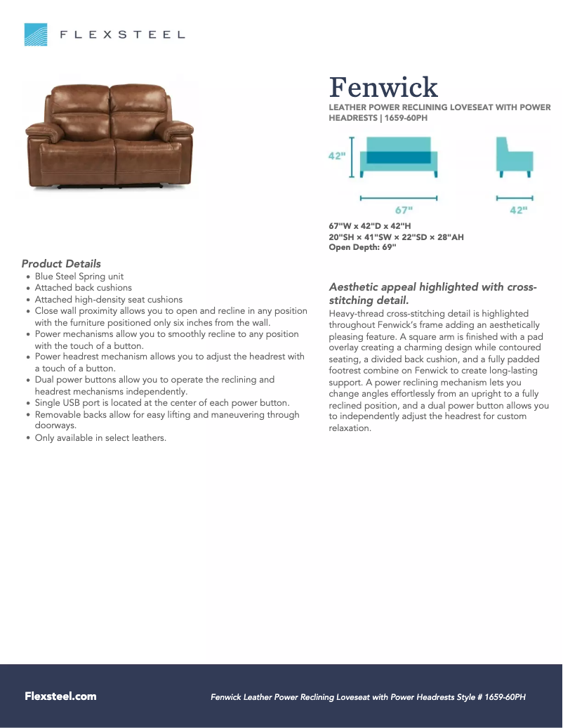 Page 1 de la notice Manuel utilisateur Flexsteel Fenwick D1659-60PH