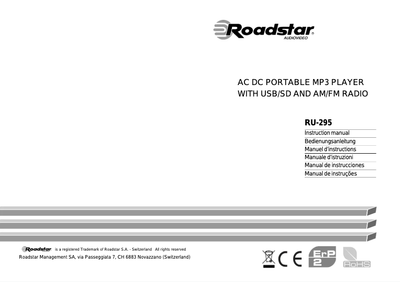 Page 1 de la notice Manuel utilisateur Roadstar RU-295