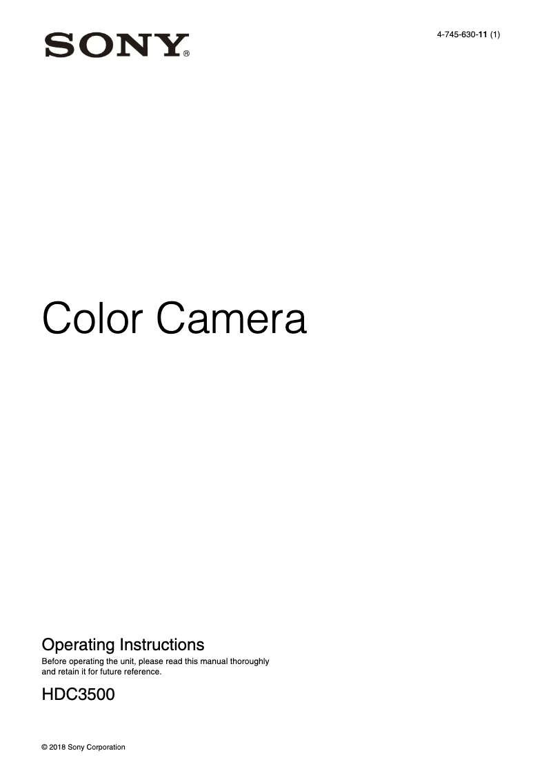 Página 1 del manual Manual de usuario Sony HDC3500