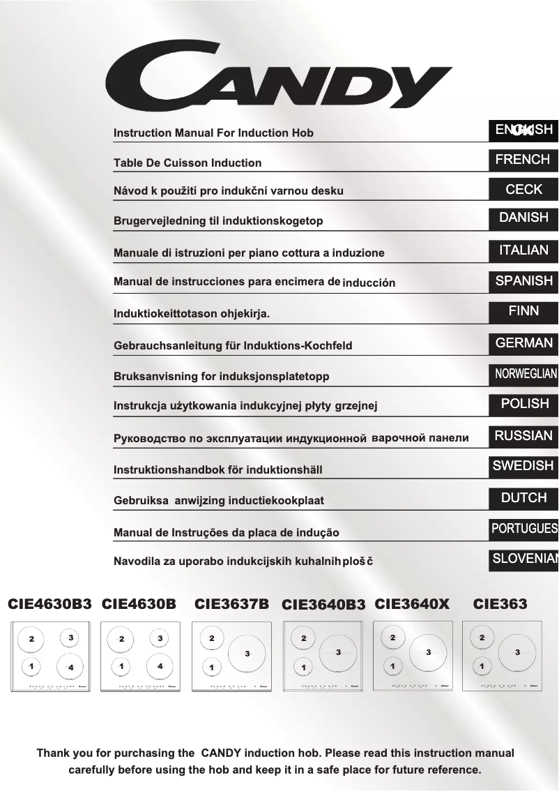 Image de la première page du manuel de l'appareil CIE3640X