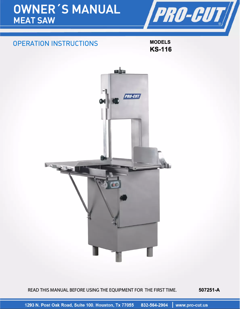 Page 1 de la notice Manuel utilisateur Pro-Cut KS-116