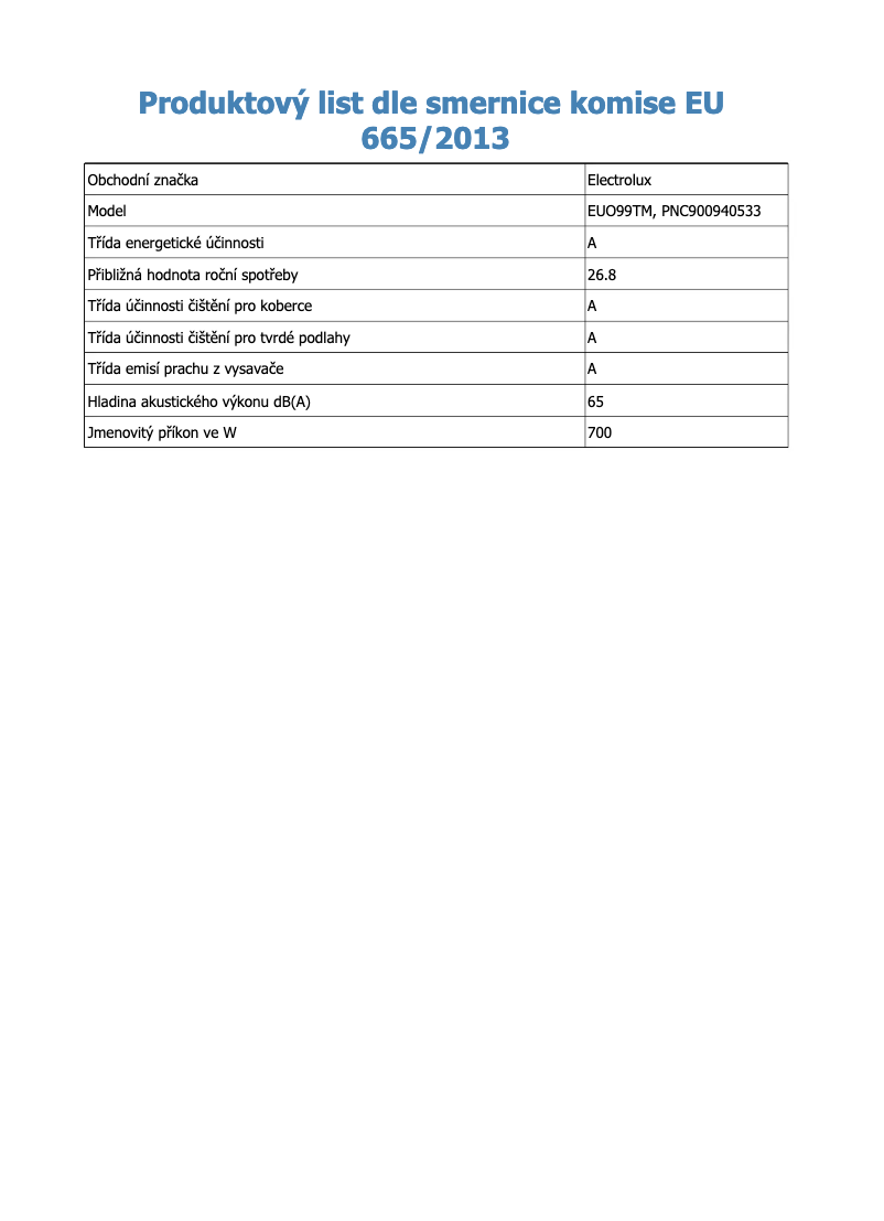 Page 1 de la notice Manuel utilisateur Electrolux EUO99TM
