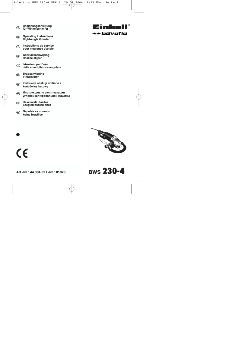 Página 1 del manual Manual de usuario Bavaria by Einhell BWS 230/4