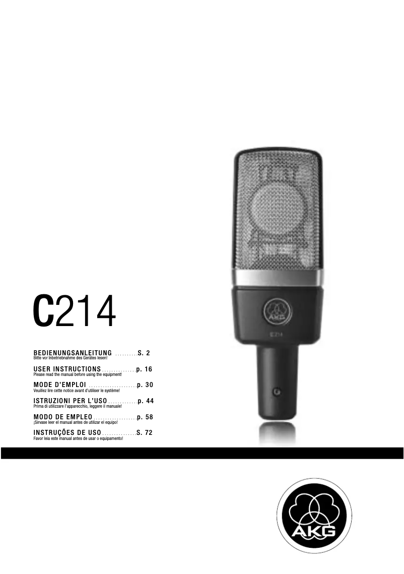 Page 1 de la notice Manuel utilisateur AKG C214