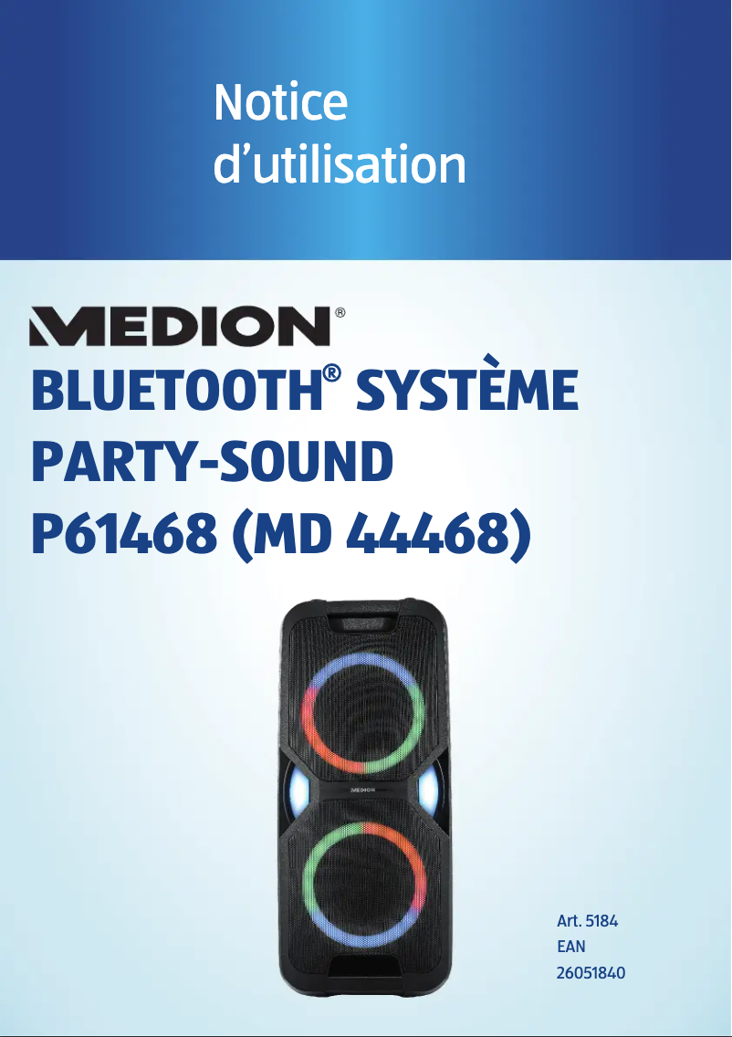 Page 1 de la notice Manuel utilisateur Medion LIFE P61468 (MD 44468)