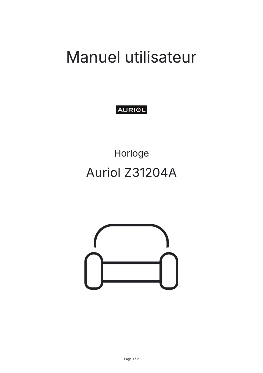 Page n°1 - Manuel utilisateur Auriol Z31204A