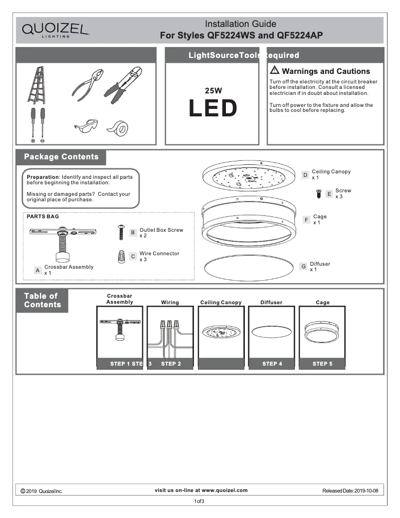 Page n°1 - Manuel utilisateur Quoizel Ahoy QF5224AP