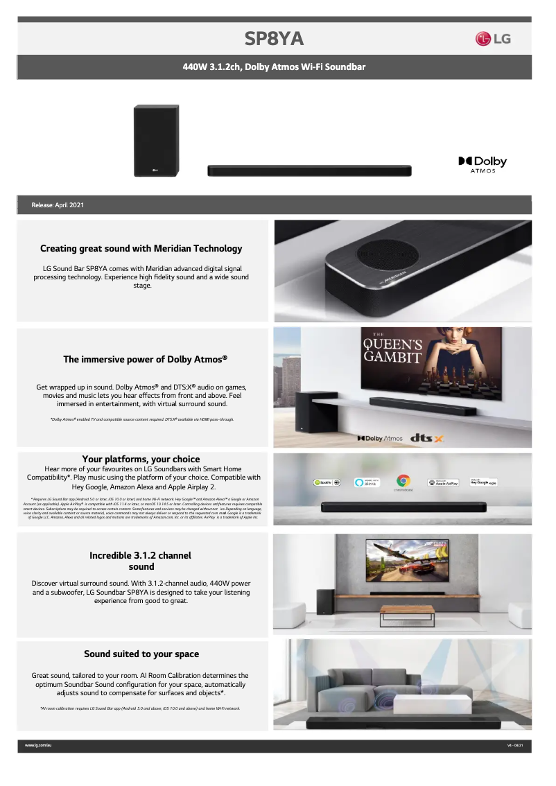 Page 1 de la notice Fiche technique LG DSP8YA