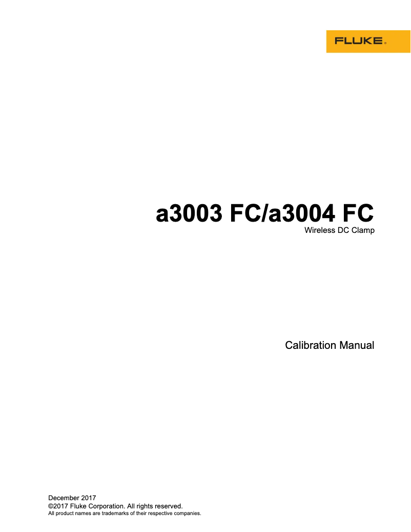 Page n°1 - Manuel utilisateur Fluke a3003 FC